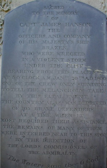 Photo:HMS Brazen memorial words