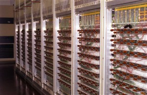 Photo:Racks of TXE4 CLI (Calling Line Identification) equipment. The silence of the digital exchange is un-nerving compared to Strowger automatic exchanges where engineers were sometimes known to wear ear-defenders!