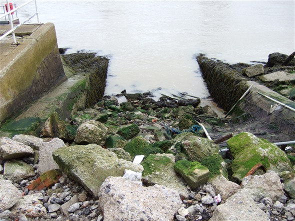 Photo:The lifeboat slipway.  My father Bob as head launcher was responsible for keeping this clean and weed free, a duty which he did so well.