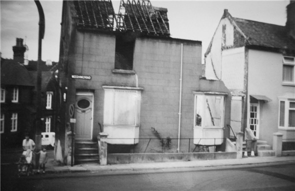 Photo:Old Police Station / Demolishing two house's in Meeching Road - c1969