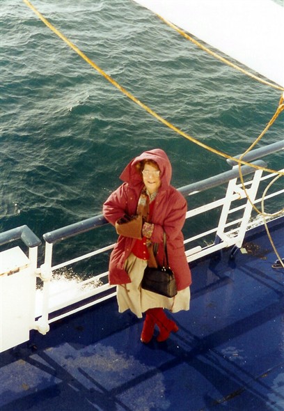 Photo:My wife Pat as 'Little Red Riding Hood' on one of our day trips