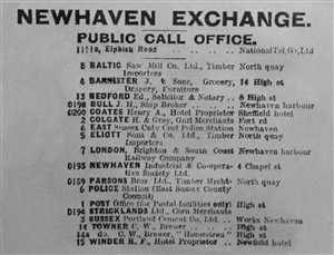 Photo:List of early Newhaven telephone subscribers. See text for comment.