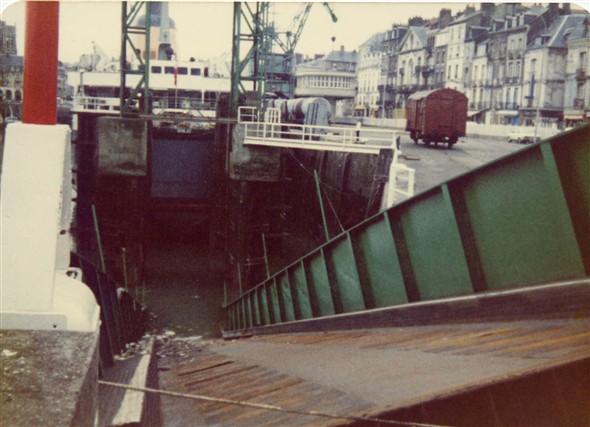 Photo:Collapse of Dieppe Linkspan in which a Spanish Lorry went under the ship killing the driver.