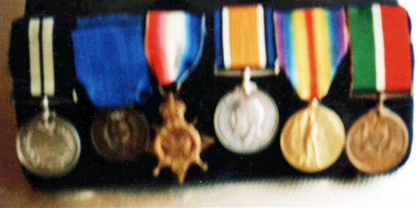 Photo:Medals of Hubert Longly gained in World War I