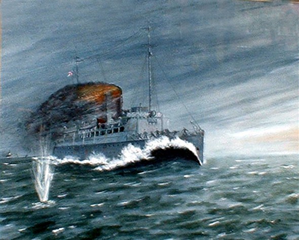 Photo:HMS Paris escaping a gun boat attack in WW1