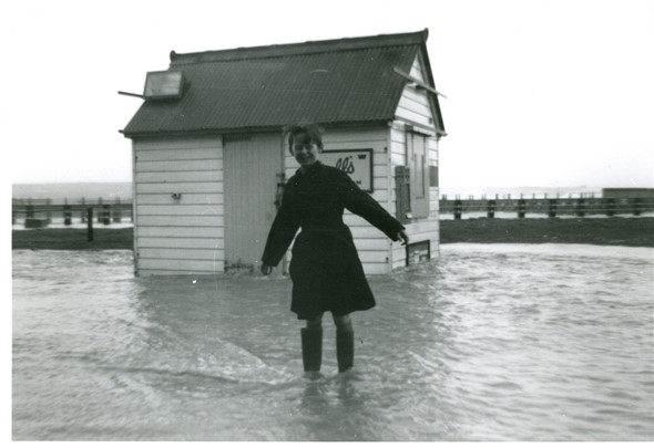 Photo:Flood 1965 with me in front of the kiosk