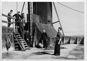 Photo:The MEECHING Crew on the floating dock to prepare for towing off the beach.  From left to right is Serge (Meechings Ostend Agent) Jock Still (Meechings Mate) Captain Paddy Pringle, on the steps Jim Still, Steve Payne, "Sally" Flowers, Gerry Osborne (Meeching Engineer) Other crew members are back in Ostend in harbour  on the Meeching.