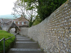 Photo:Wall enclosing the churchyard of the Church of St Michael and All Angels
