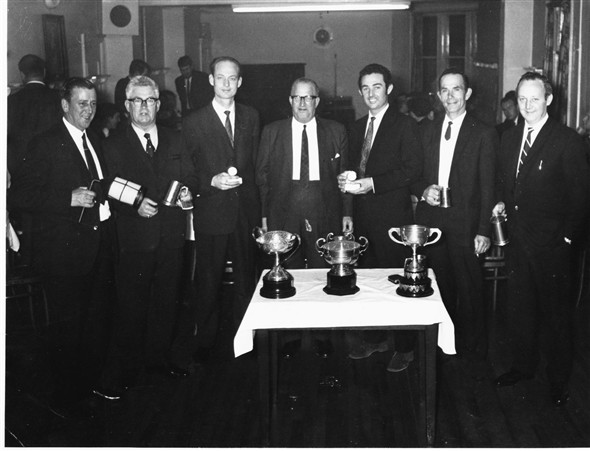 Photo:Conservative club snooker players - C1968 - 1?,2?,3?,4?,5 Bob Stonehouse,6 John Spencer (Professional),7?