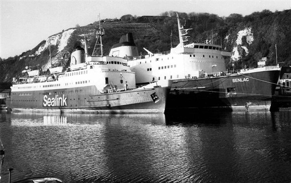 Photo:Senlac laid up at Dover together with the Caesarea