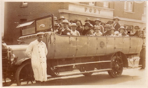 Photo: Illustrative image for the 'CHARABANG OUTSIDE THE POST OFFICE , MEECHING ROAD' page