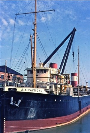 Photo:A A Raymond at the Marine Shops. Painted, but the engine work is yet to be done. Those big funnels would soon disappear.
