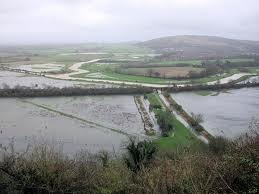 Photo:Flooding between Cooksbridge and Lewes with the railway running left to right