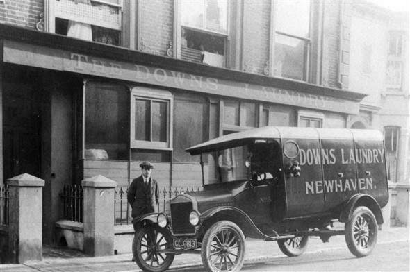 Photo:The Brighton registration number "CD" would suggest this photograph of the Downs Laundry`s Model T Ford van to have been taken in the early 1920`s.