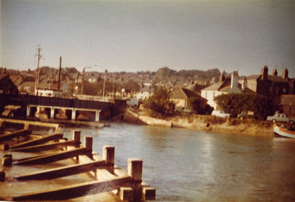 Photo:Taken from the North Quay showing the Swing  Bridge,and to the right the public toilets, and behind the toilets the white building was then the New Brige Inn later to become C & E Sports.