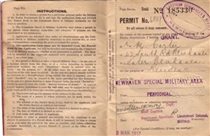 Photo: Illustrative image for the 'FIRST WORLD WAR PERMIT BOOK TO ENTER RESTRICTED AREAS' page
